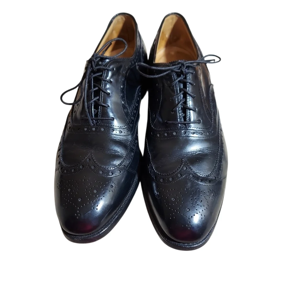 Johnston & Murphy Black Leather Aristocraft Vintage wingtip oxford dress shoes